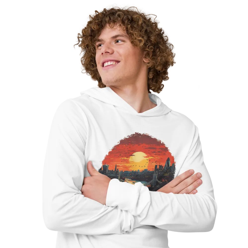 London Sunset Unisex Hooded Tee – Tower Bridge & City Lights product image (2)