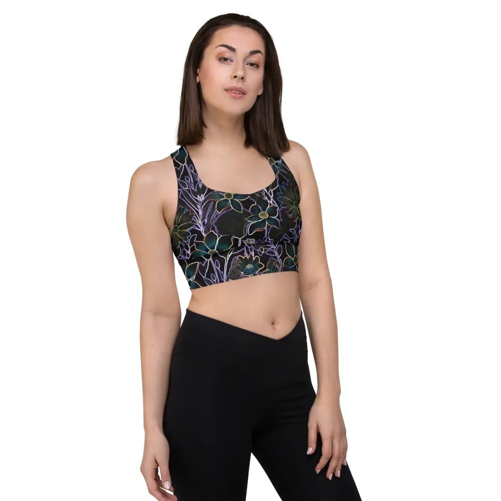 Trippy Floral Dark/All-Over Print Longline Sports Bra by Sublicolor product image (4)