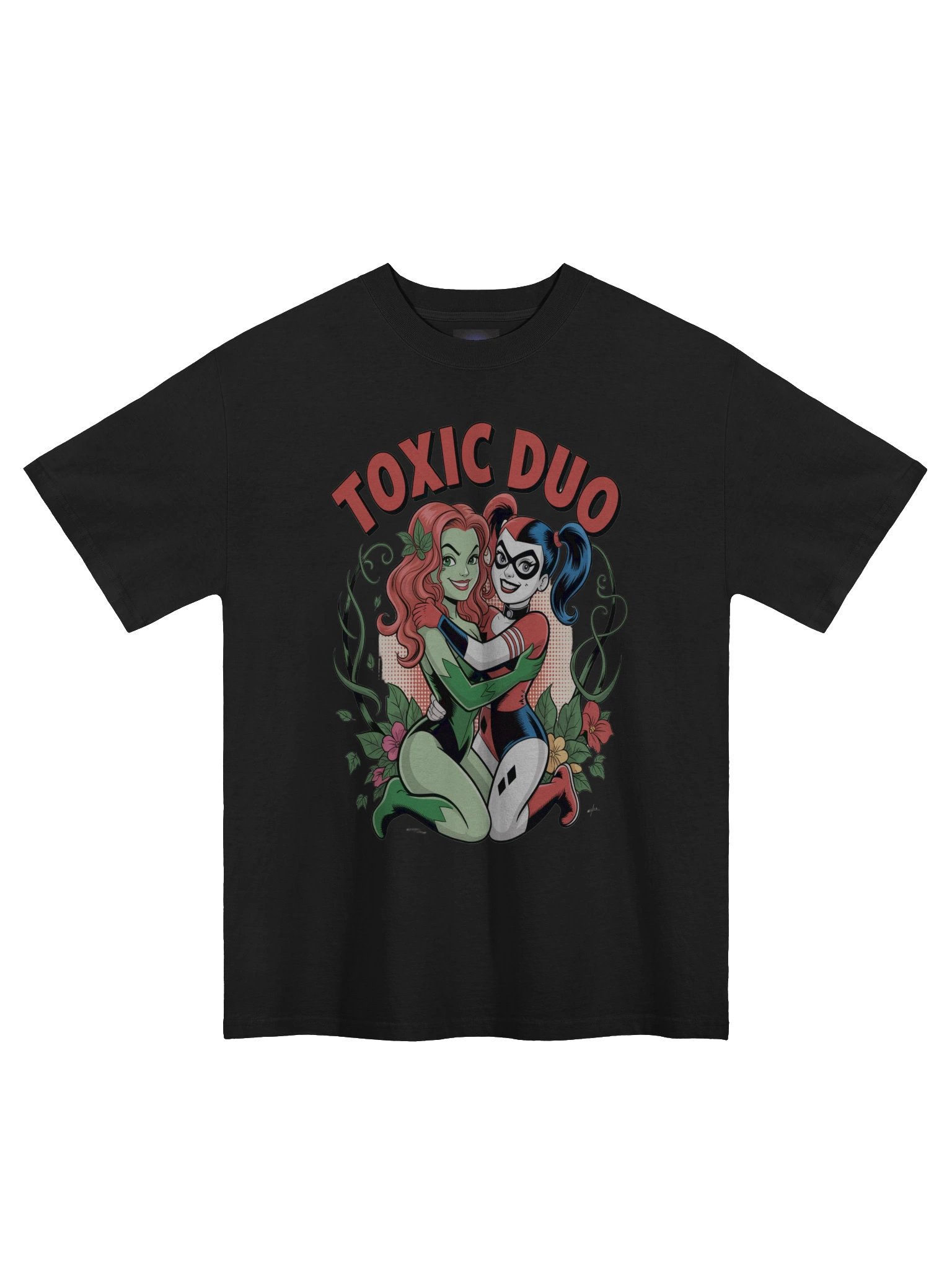 Venomous Vines: Poison Ivy & Harley Quinn Toxic Duo Oversized Faded T-Shirt product image (3)