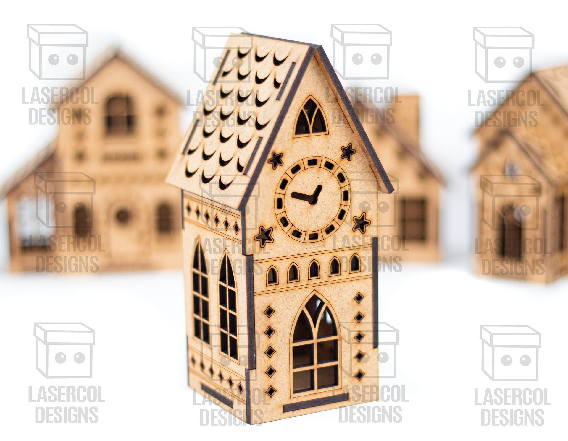 Christmas Houses Set 2 (5 Styles) - Laser Cut Files product image (7)
