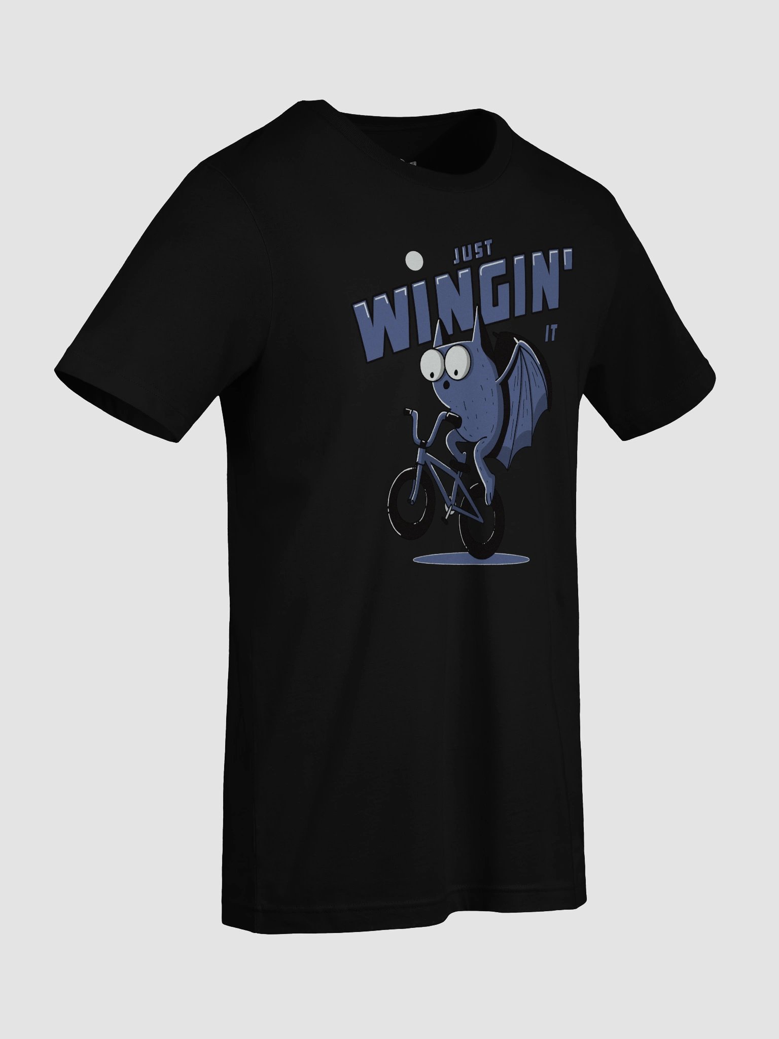 Just Wingin’ It Funny Bat Riding a Bike Graphic T-Shirt – Cute Cycling Pun Tee for Animal & BMX Lovers product image (44)