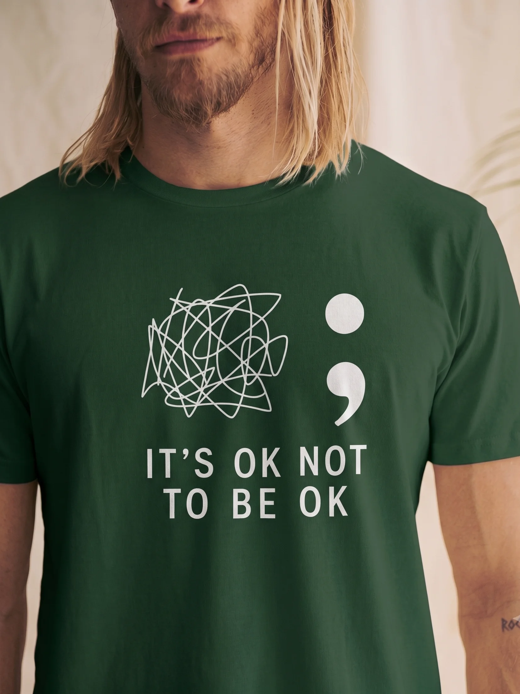 It’s OK Not To Be OK – Semicolon Mental Health Awareness T-Shirt product image (1)