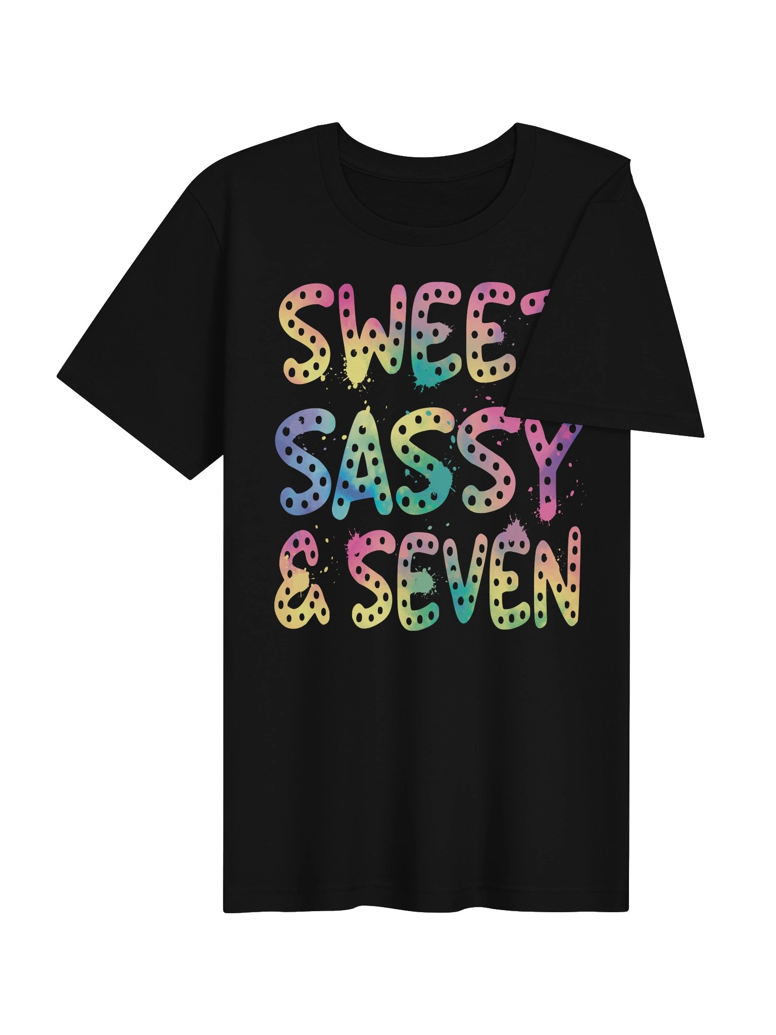 Sweet Sassy and Seven Shirt, 7th Birthday Girl Rainbow Paint Splatter Tee, Cute Seventh Birthday Gift product image (36)