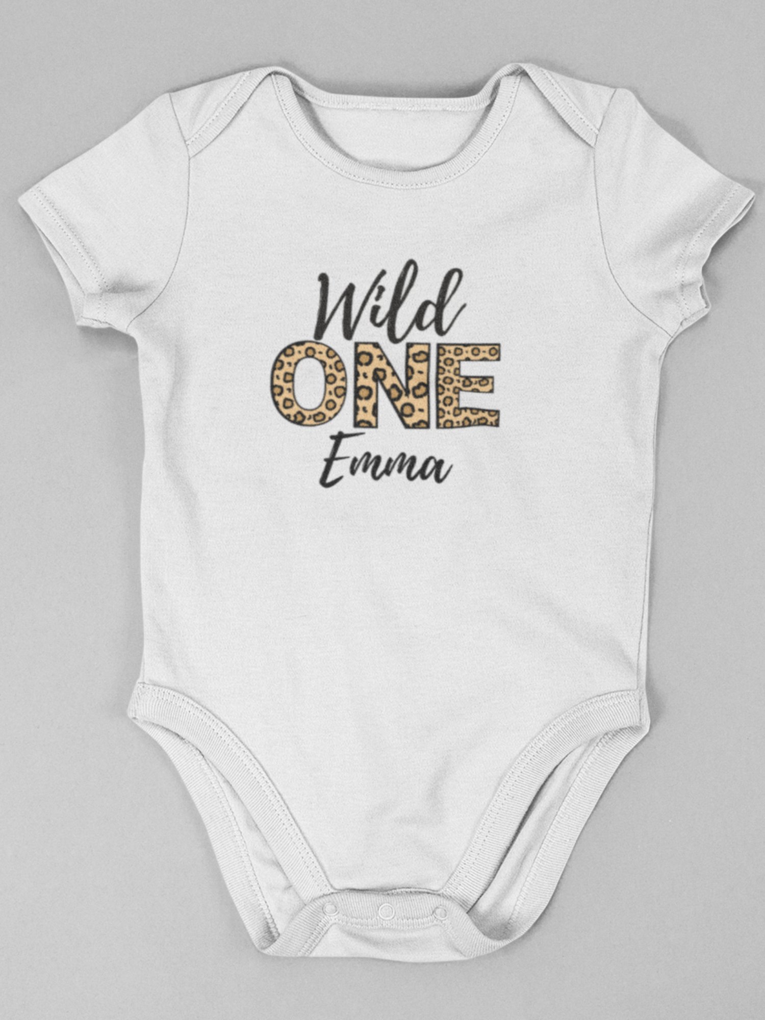Wild One Leopard Print Birthday Onesie - Personalized 1st Birthday Outfit for Baby Girl - Wild ONE Theme Party product image (3)