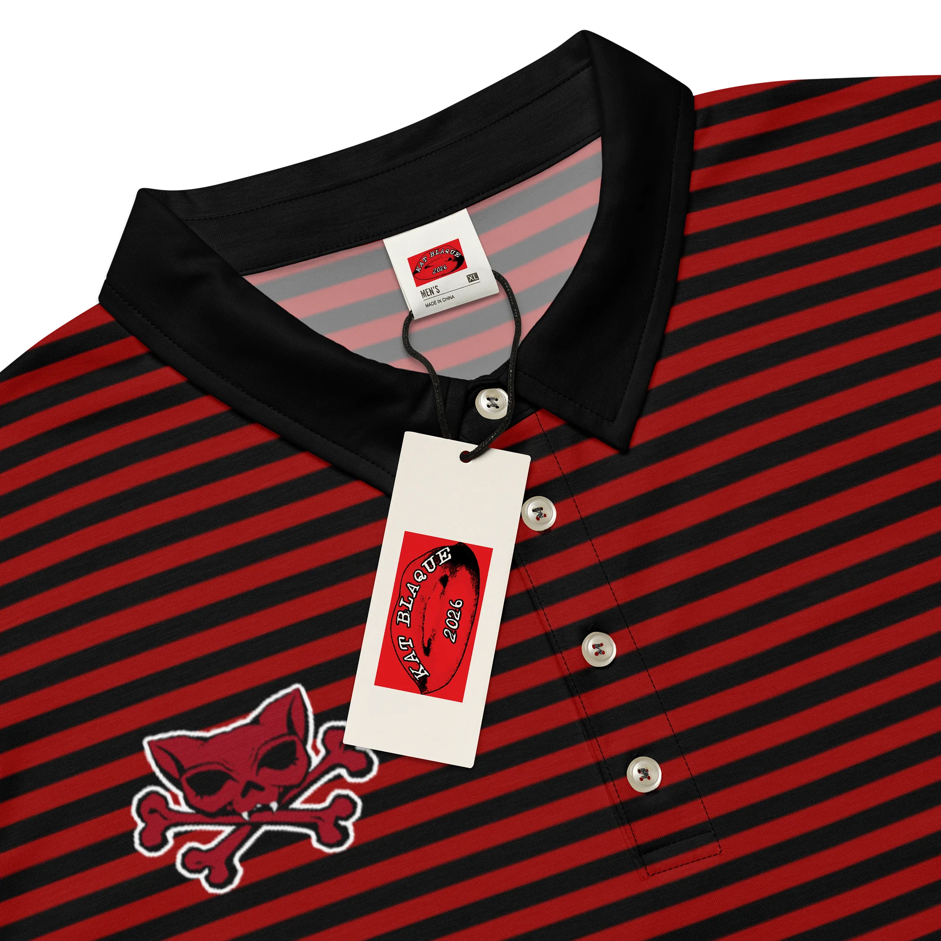 Red and Blaque Red Kat Skull Polo product image (4)