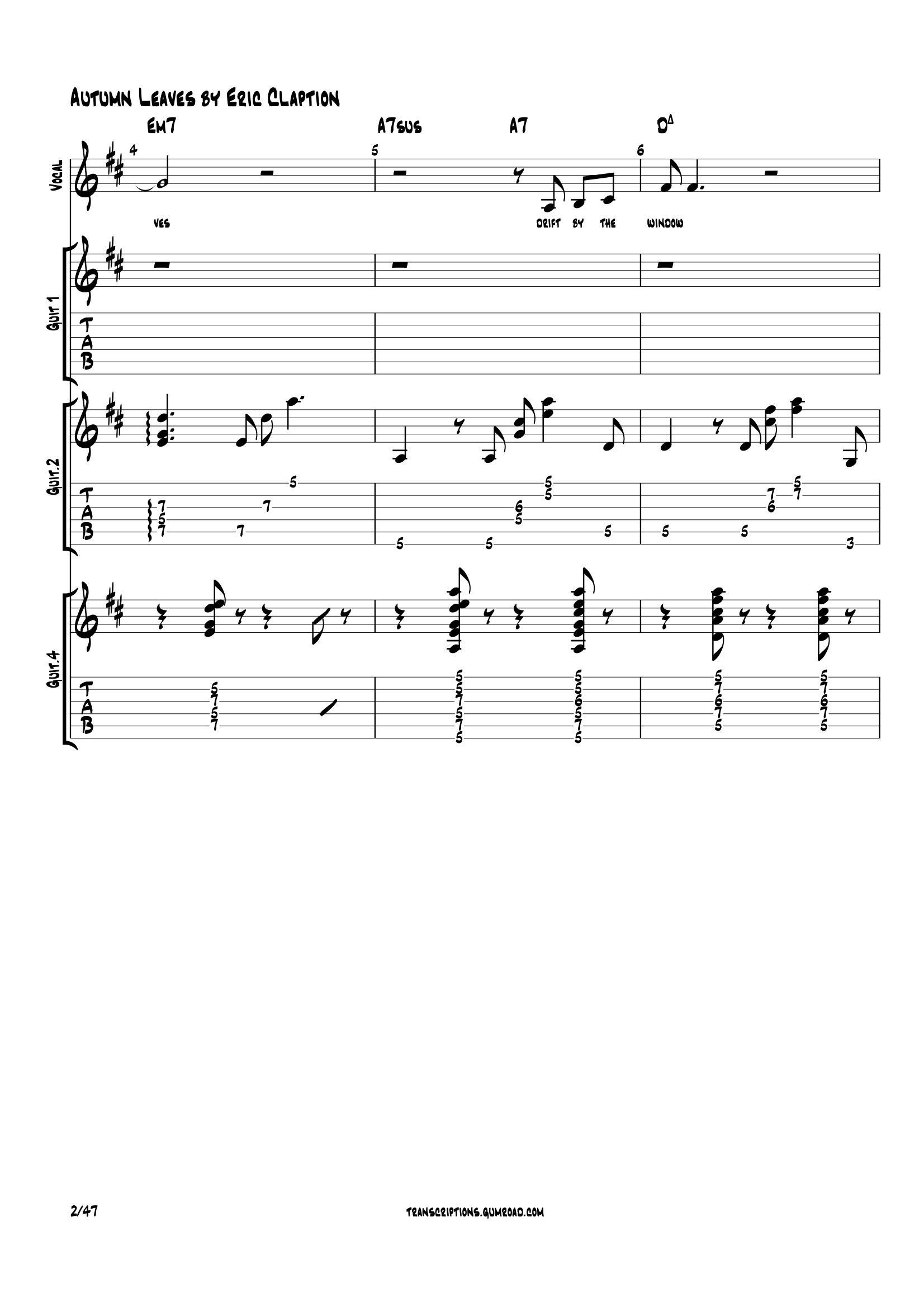 (Transcription PDF) Autumn Leaves - Eric Clapton product image (3)