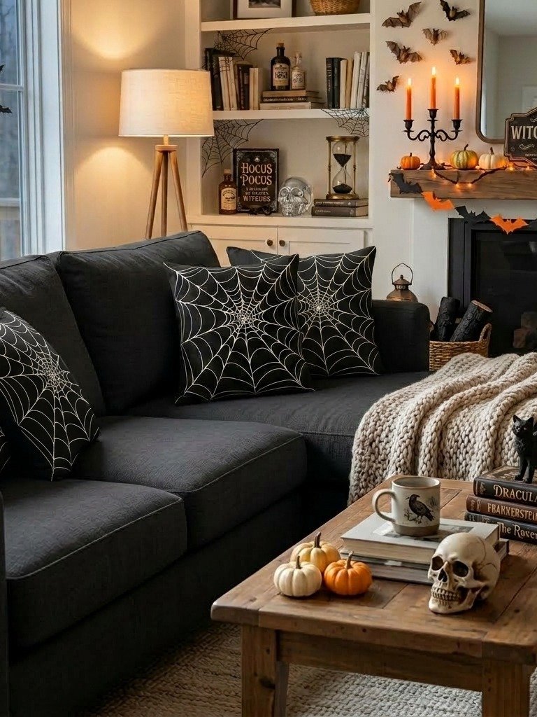Halloween Spider Pillow - Black - Spider Web - Pillow product image (6)