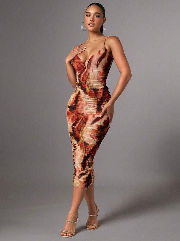 Allover Print Ruched Slip Dress product image (2)