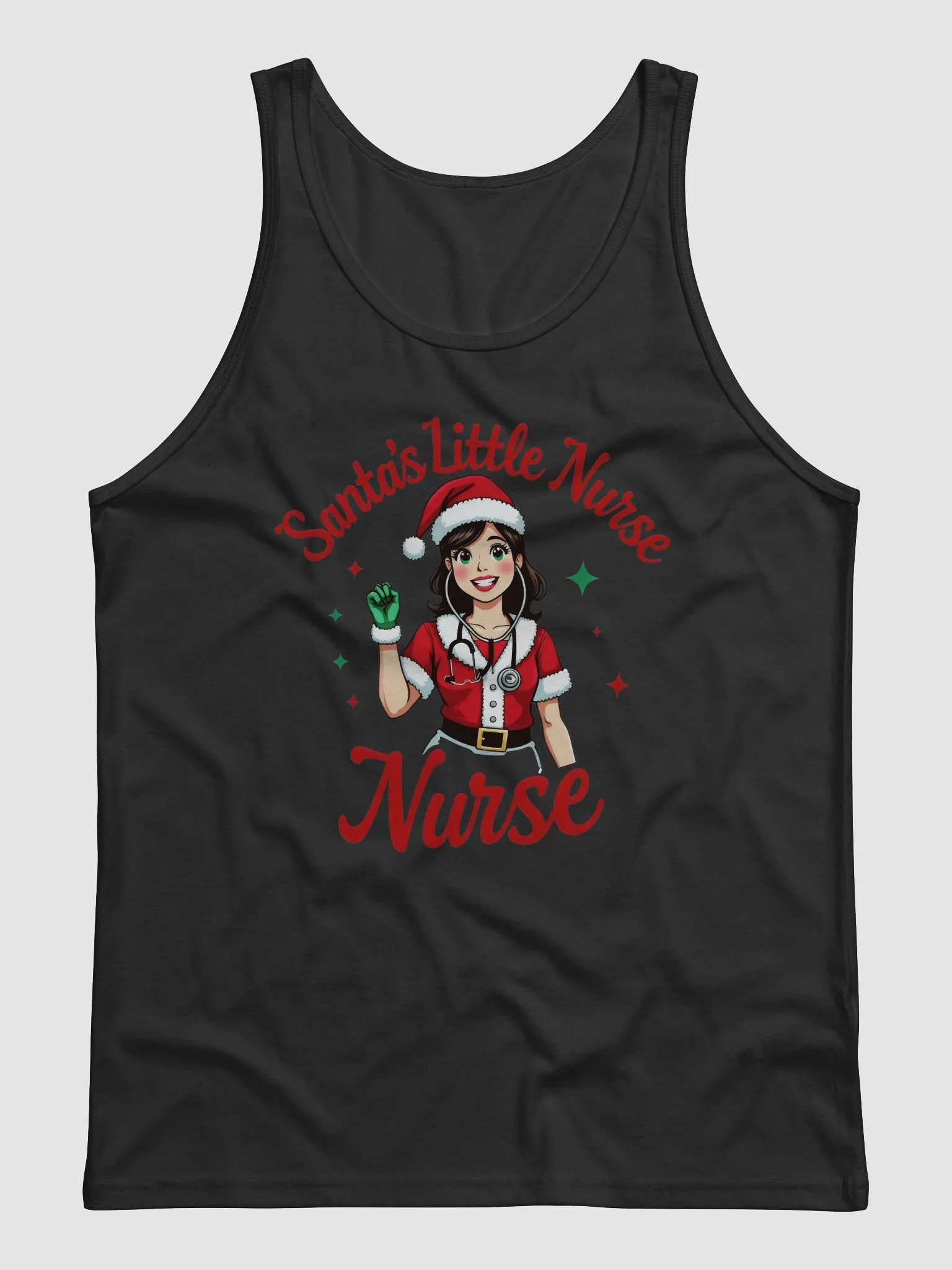 Santa's Stethoscope Little Nurse Jersey Tank product image (7)