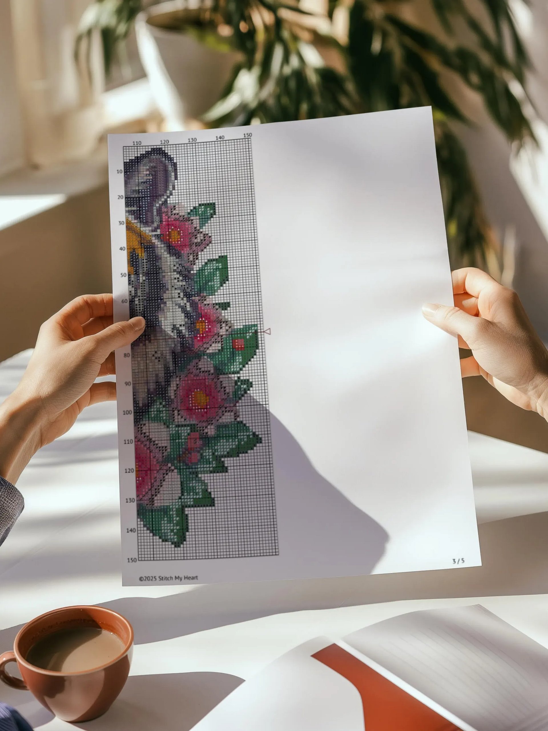 Floral Tiger Cross Stitch Pattern product image (3)