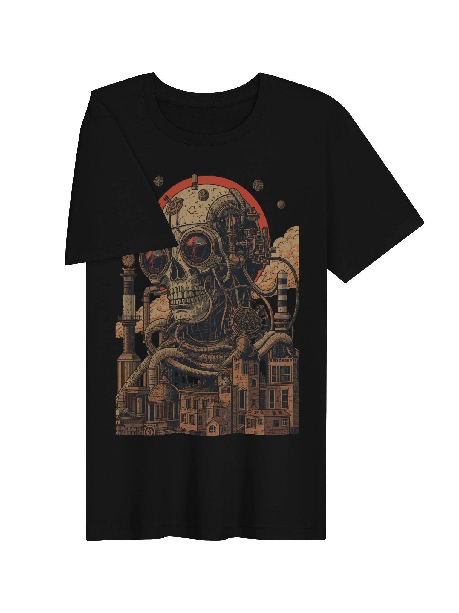 Mechanical Skull Future City Lightweight T-Shirt product image (6)