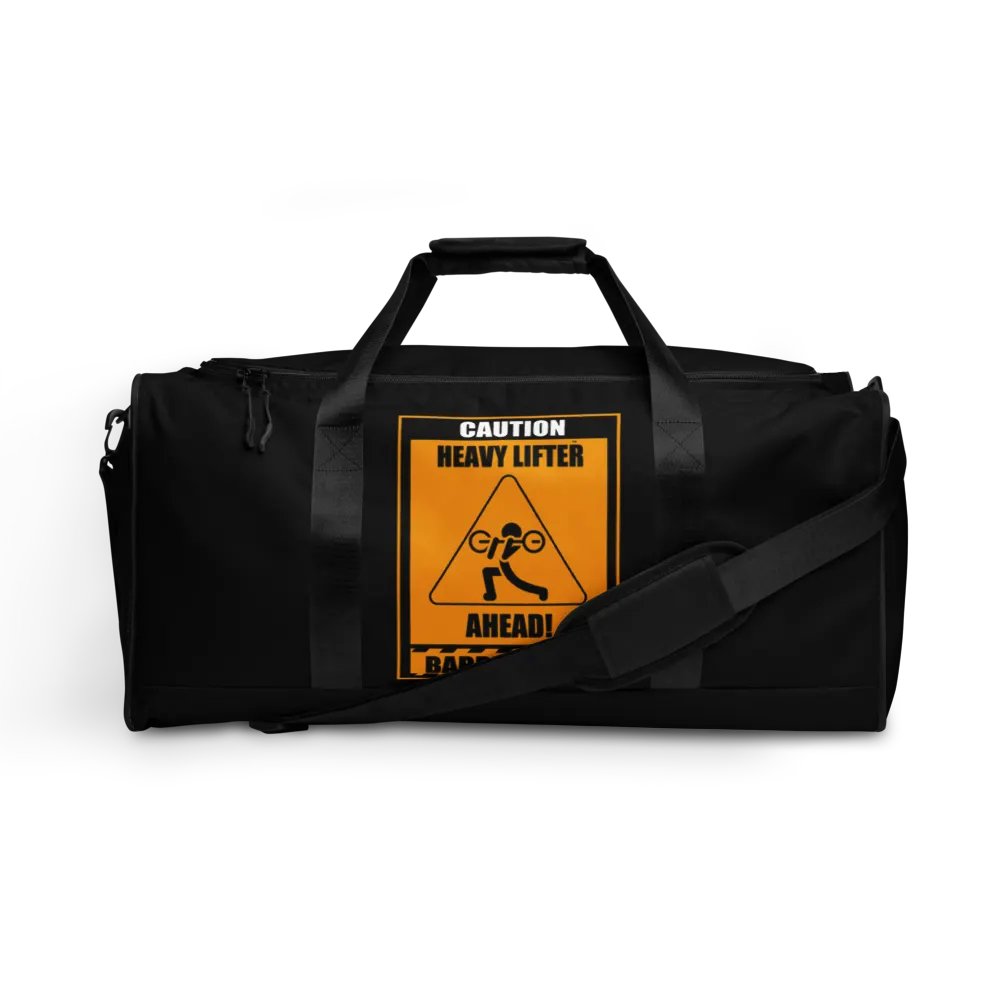 Caution Heavy Lifter Ahead-Barbell Zone Duffle Bag (Black) product image (1)
