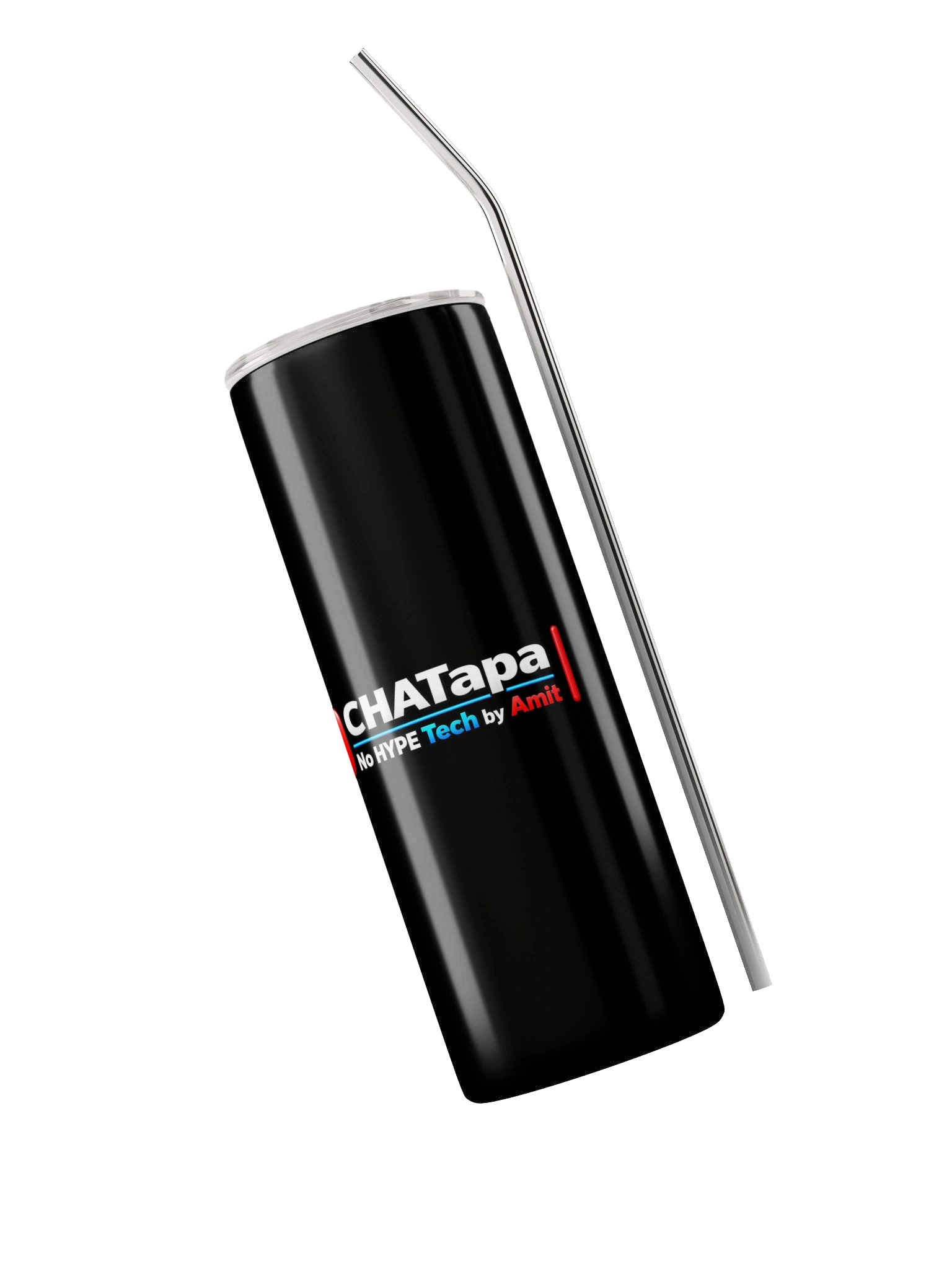 CHATapa No Hype Tech – Black Tumbler with Straw product image (3)