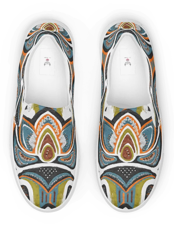 Women's Sleeping Flower Garden Painted Canvas Slip-On Shoes product image (2)