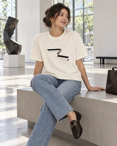 FOLD SHIFT — Women’s Boxy Tee in Ivory