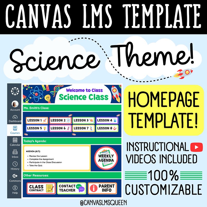 Canvas LMS Template - HOMEPAGE, BUTTONS & BANNERS - Science - 100% Editable product image (1)