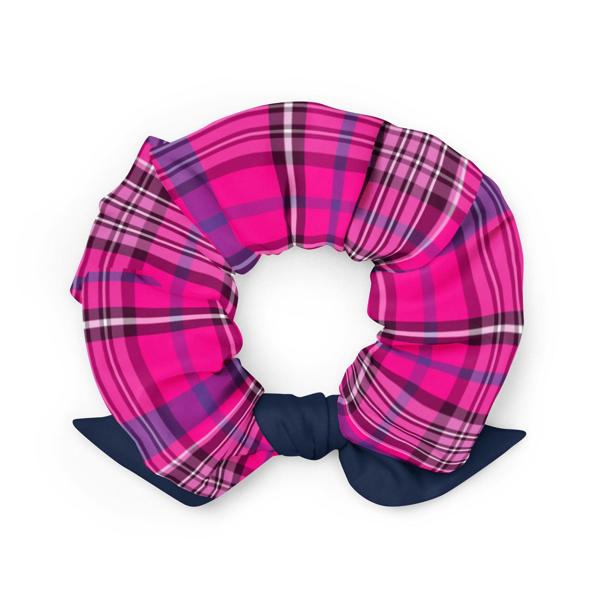 Hot Pink & Purple Plaid Scrunchie | Sustainable Hair Accessory product image (2)