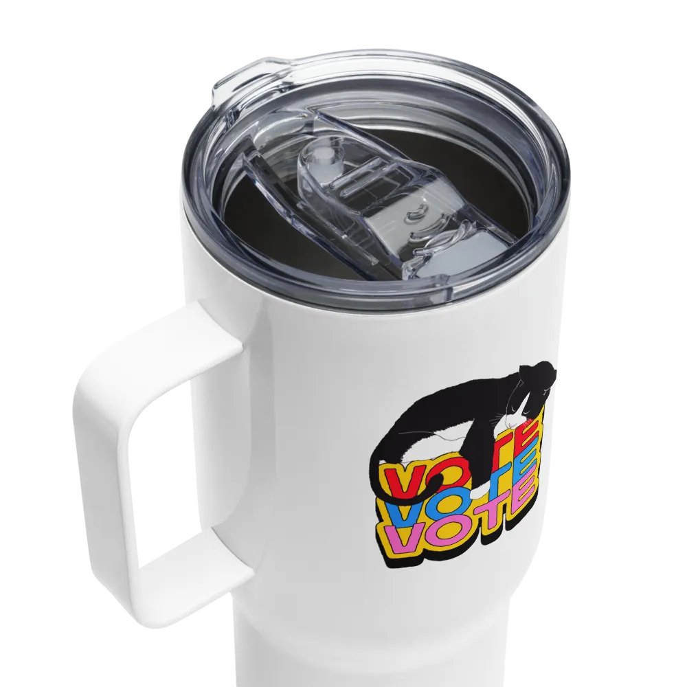 Slumbering Cat Vote Travel Mug With Handle product image (5)