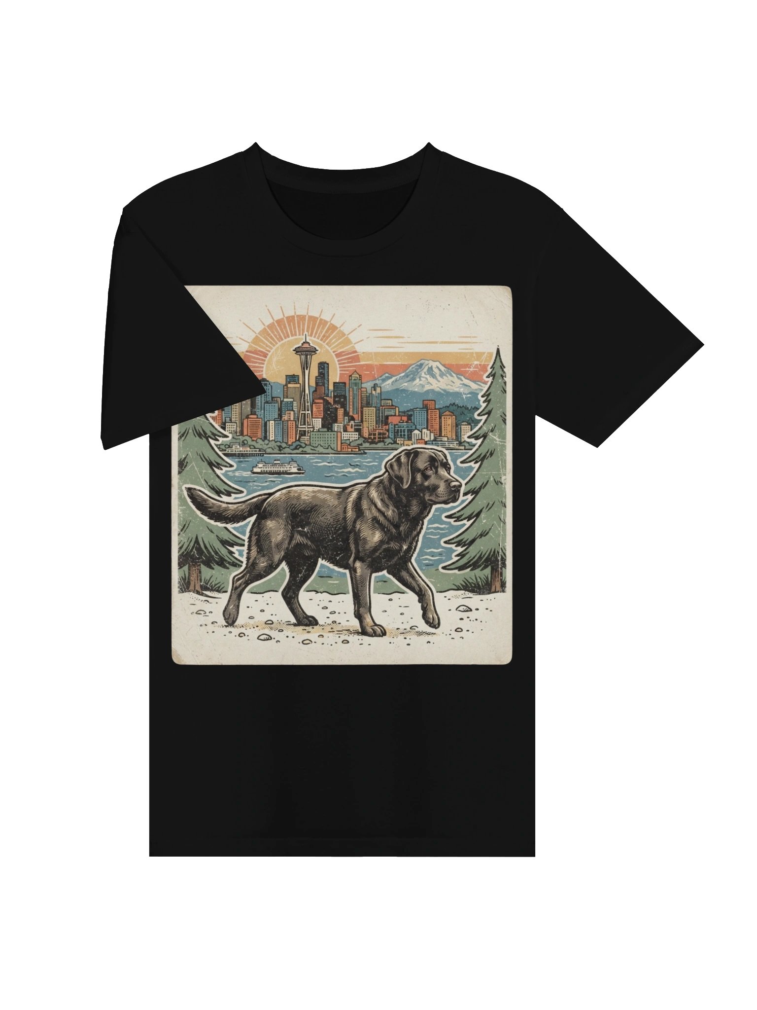 Vintage Black Labrador Seattle Graphic T-Shirt product image (4)