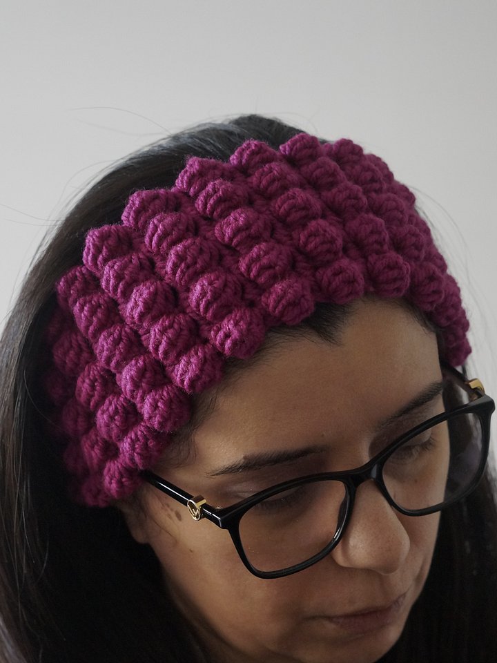 Bobble stitch headband crochet pattern product image (1)
