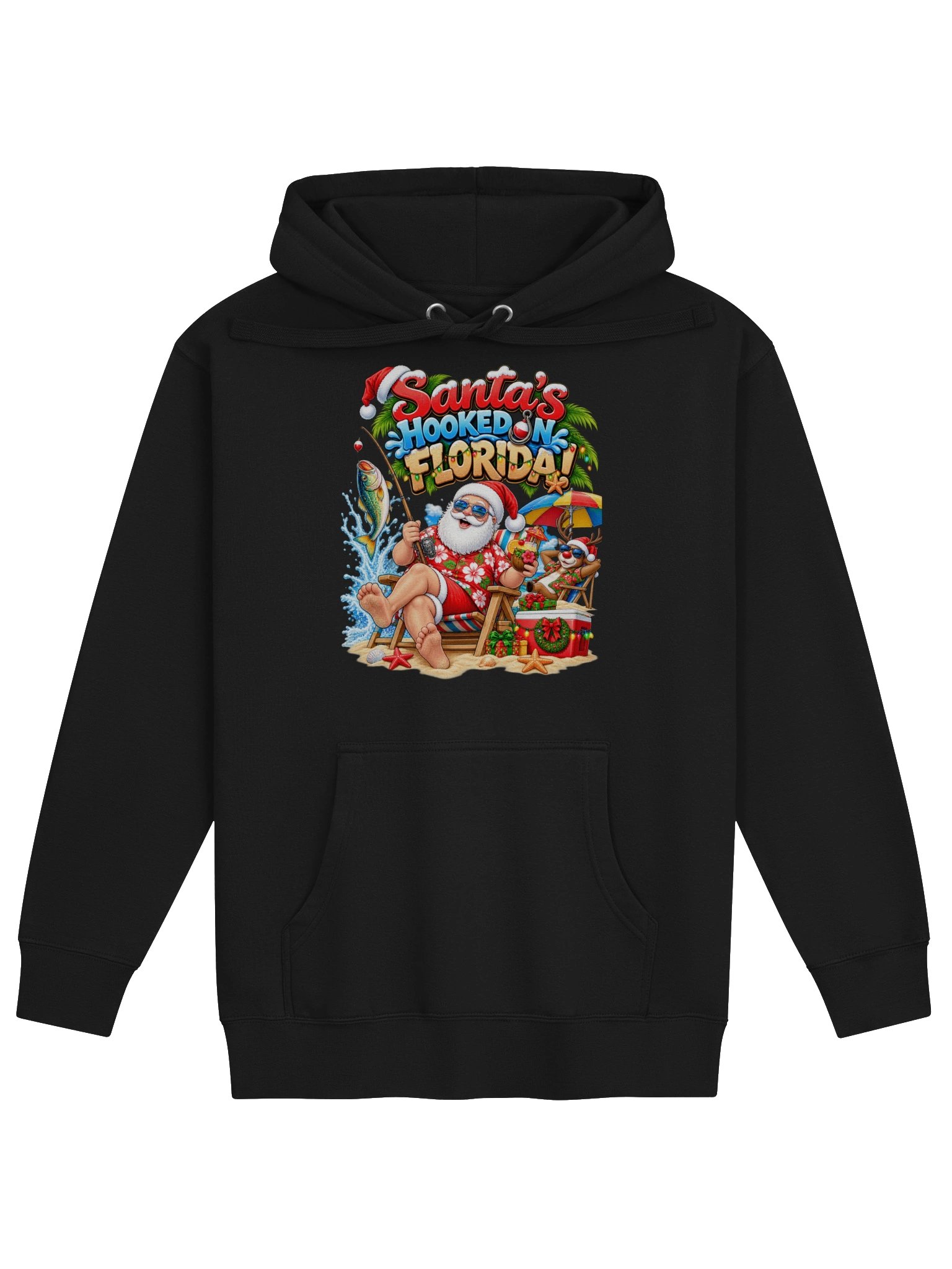 SANTA'S HOOKED ON FLORIDA! — CHRISTMAS WITH A TROPICAL TWIST - HOODIE product image (1)