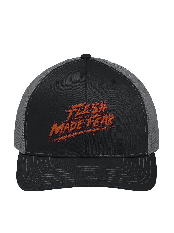 Flesh Made Fear Trucker Hat Black On Gray product image (1)