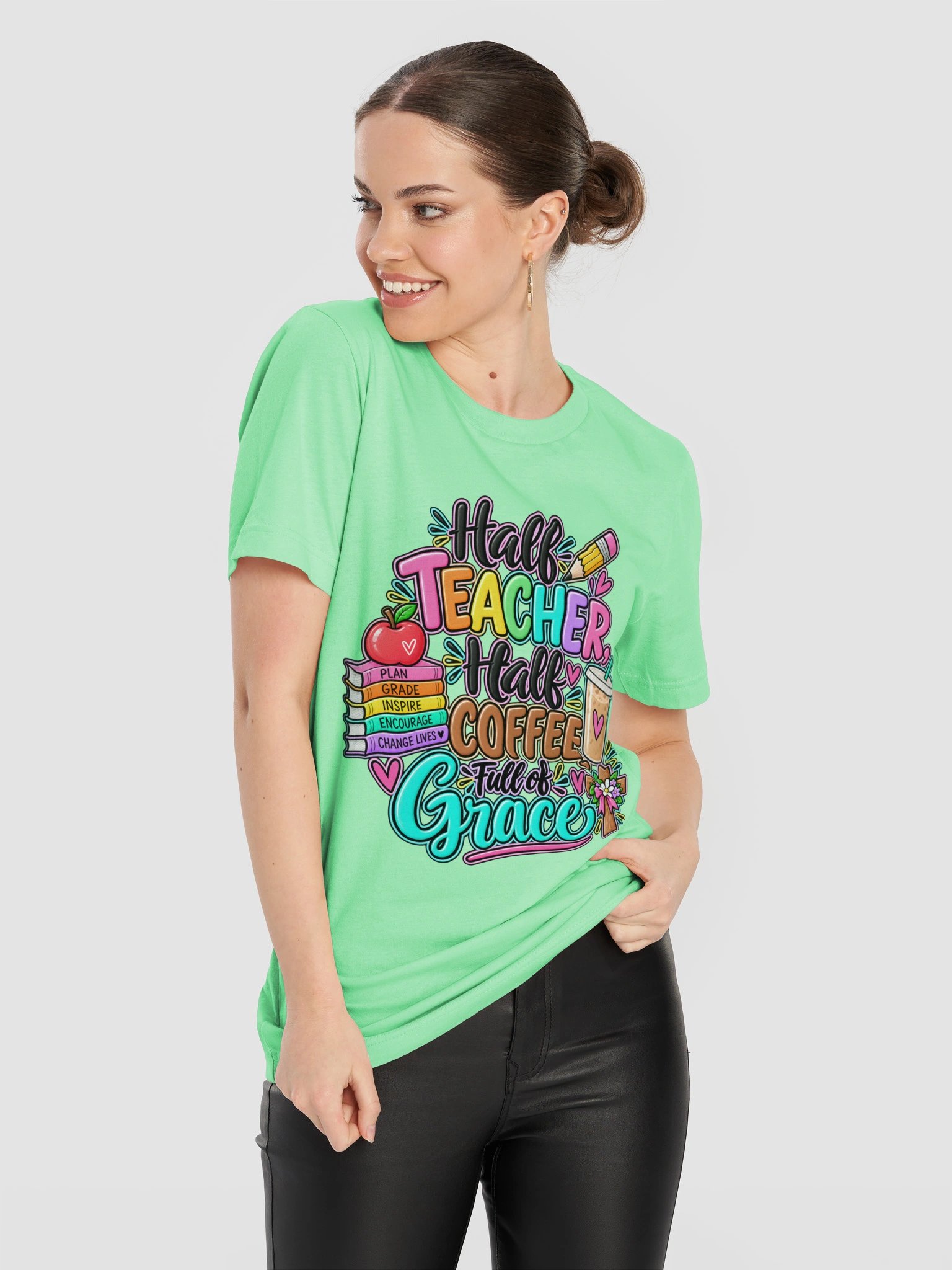 Half Teacher, Half Coffee, Full of Grace Tee | 2 Corinthians 12:9 product image (11)