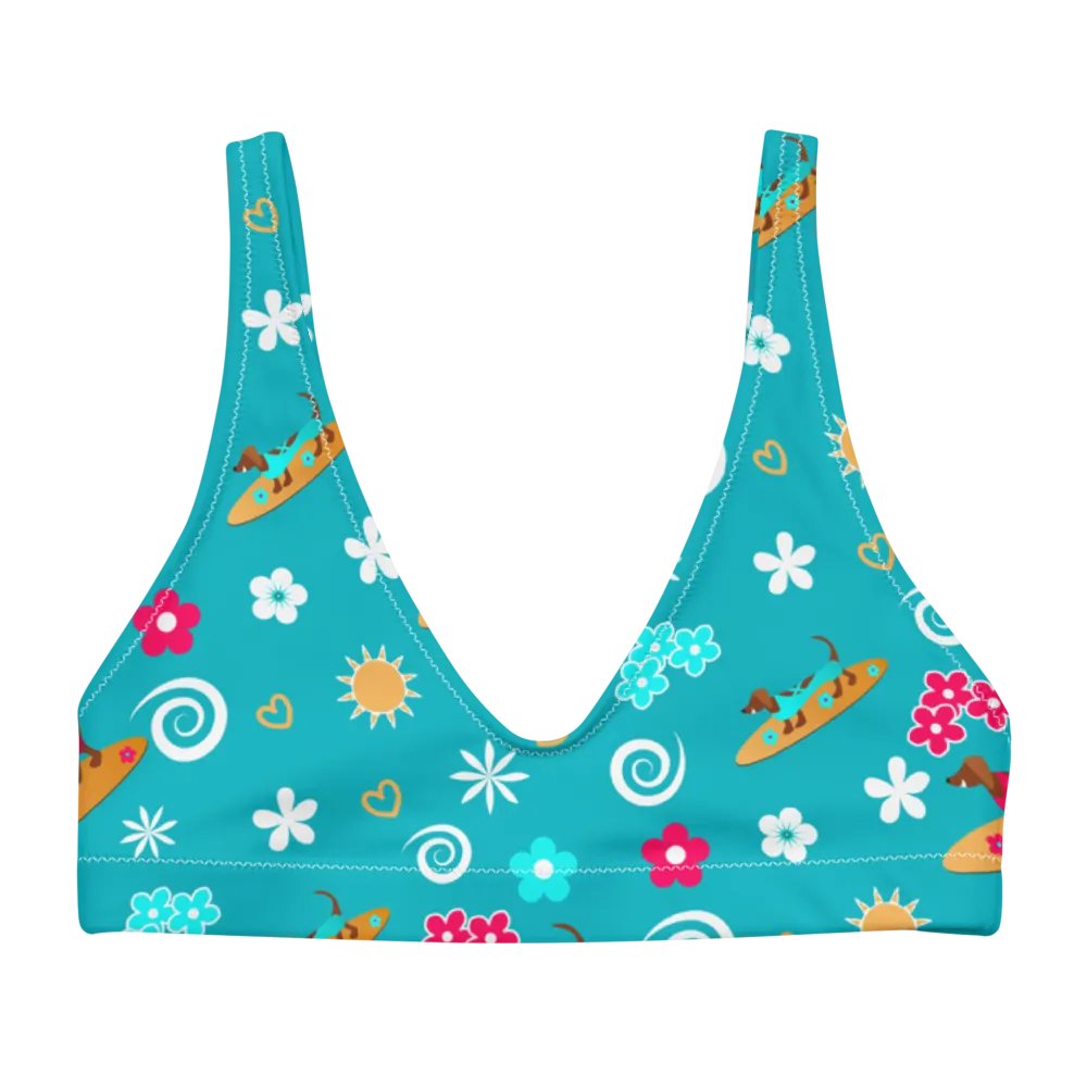 Surfing Dachshund Pattern Padded Bikini Top product image (4)