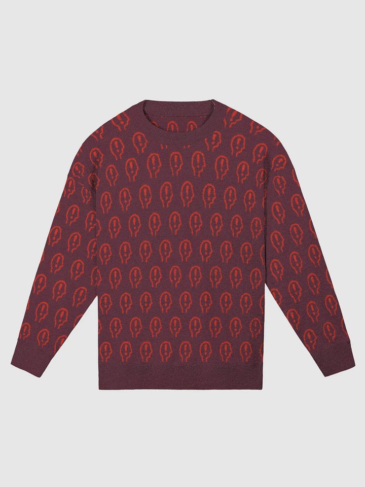 EXCLAIMING MENTALLY (repeating design, duotone red) relaxed knitwear crewneck product image (5)