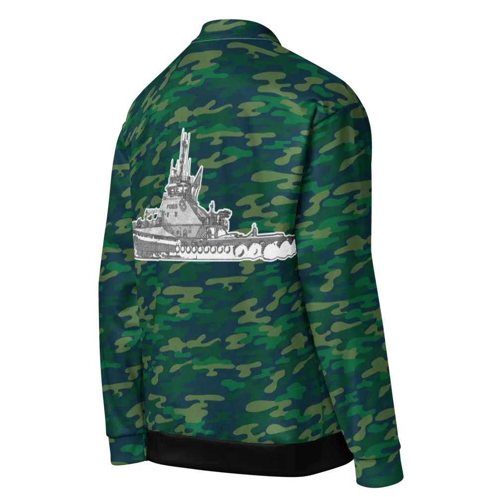 Foss Tugboat Sketch Teal Camouflage Bomber Jacket product image (3)