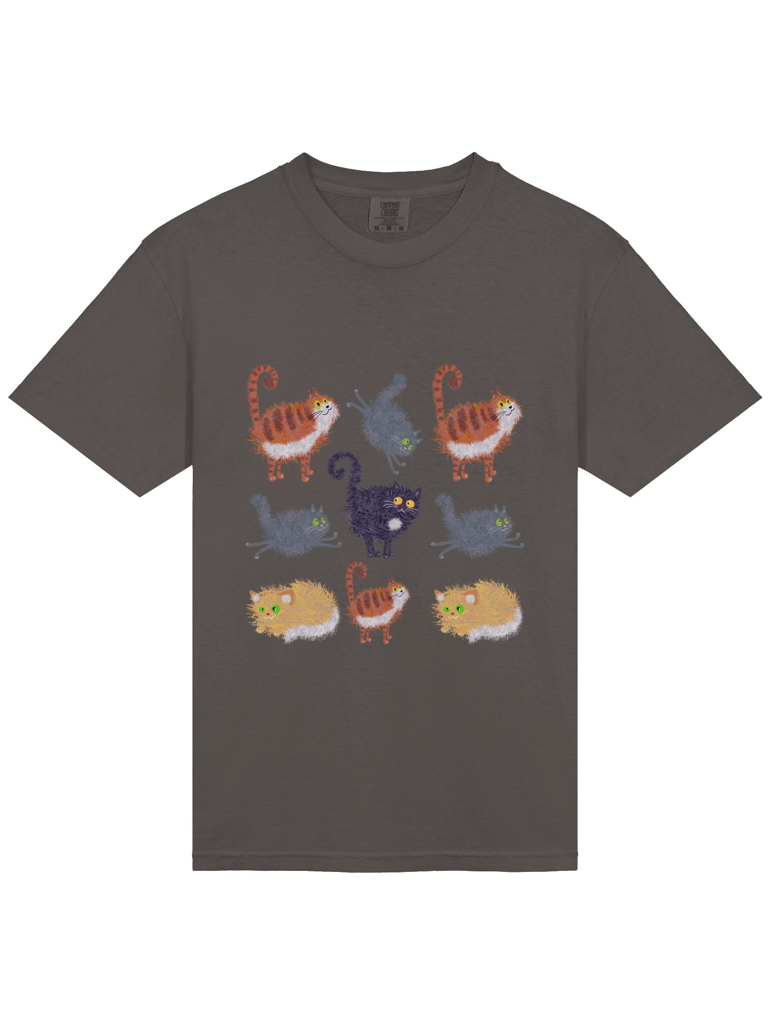 Funny Cat Pattern T-Shirt – Relaxed Fit Heavyweight Unisex Cotton T-Shirt product image (10)
