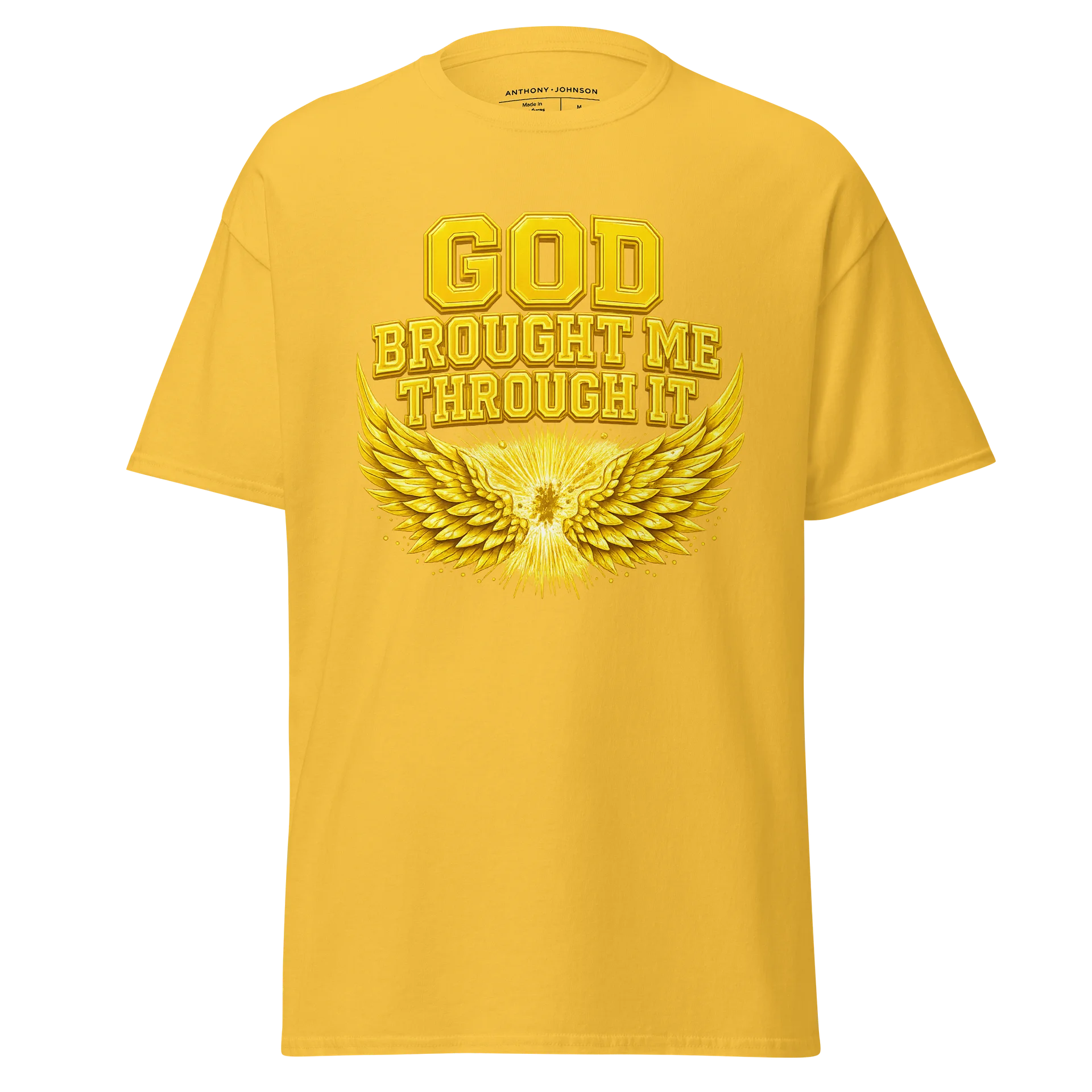 God Brought Me Through It Yellow Signature Tee product image (1)