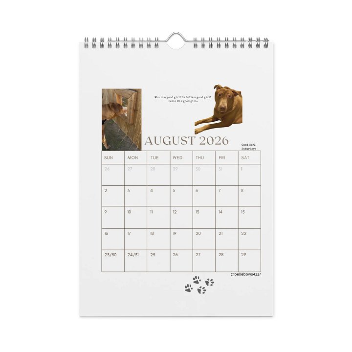 Belle the Dog 2026 Calendar A (Printed) product image (2)