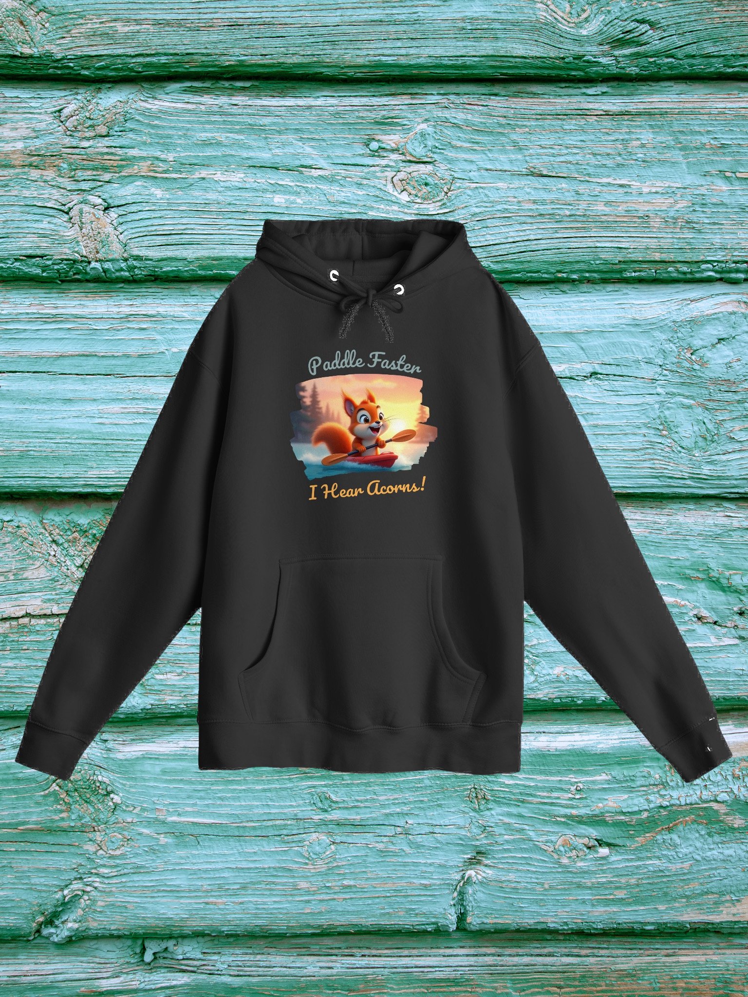 Paddle Faster, I Hear Acorns – Funny Kayaking Red Squirrel Unisex Hoodie product image (5)