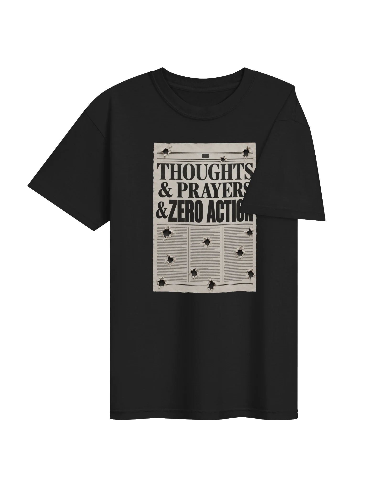 Thoughts & Prayers & Zero Action — Newspaper Tee product image (4)