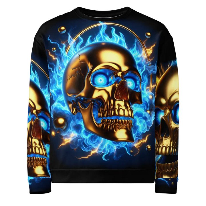 Blue Flames Golden Skull - Unisex Sweatshirt #23 product image (1)