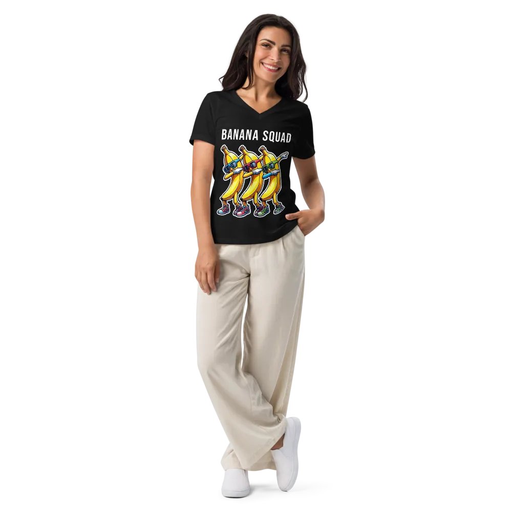 Dabbing Bananas Women's Relaxed V-Neck T-Shirt product image (9)