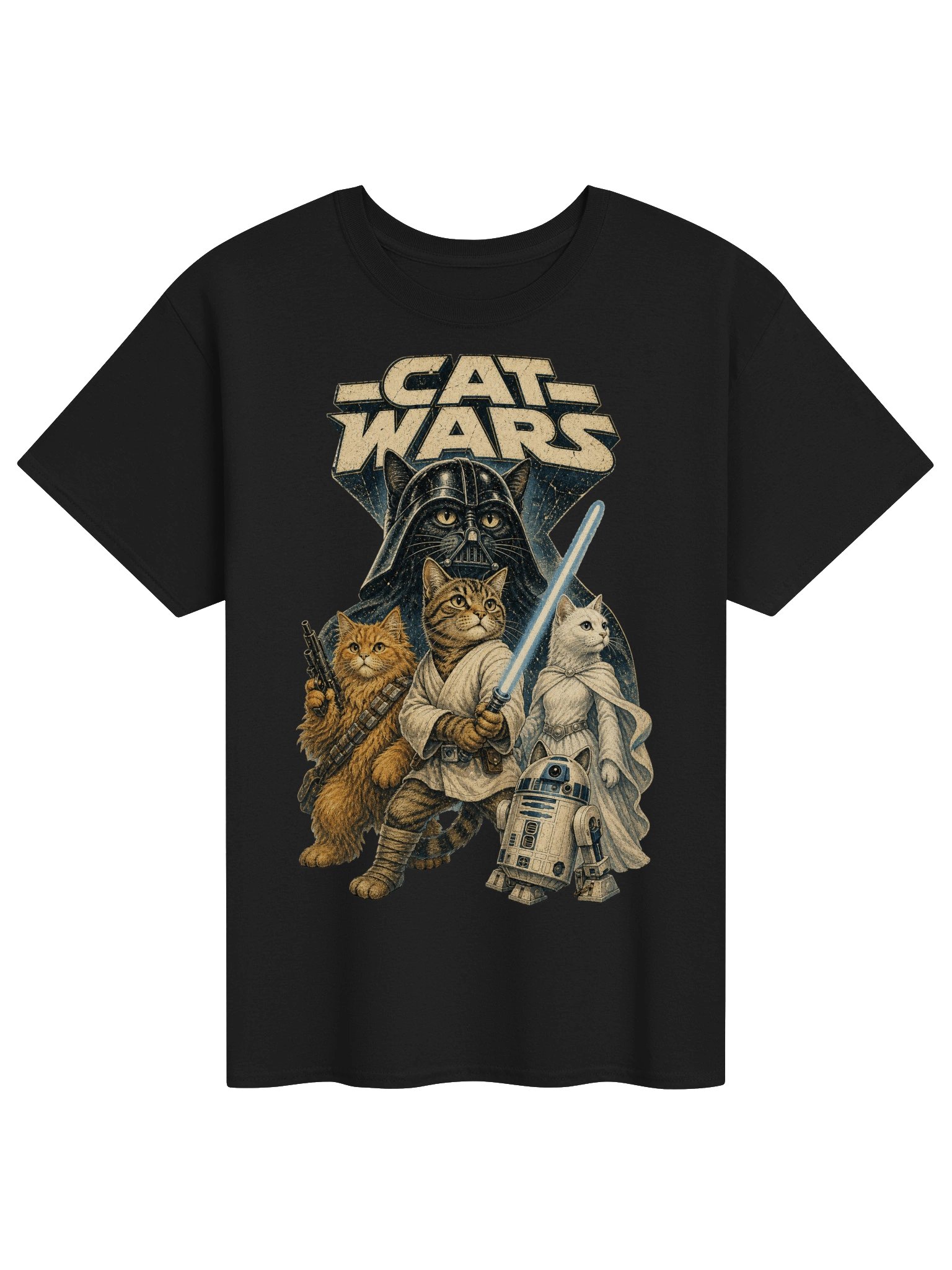 Cat Wars Vintage 90s Graphic shirt , Retro Space Cat , Funny Cat Warrior tee product image (6)