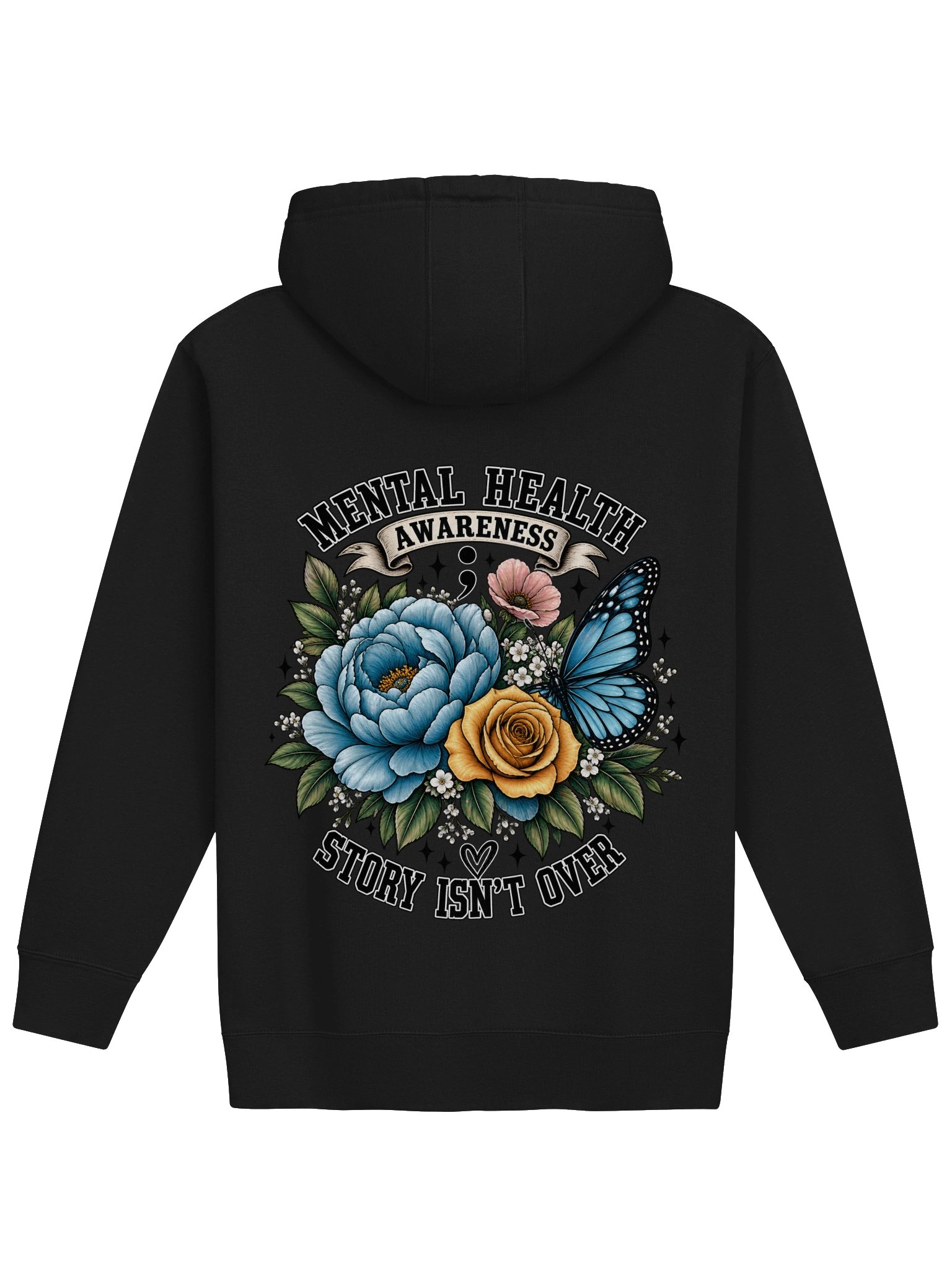 Mental Health Awareness “Story Isn’t Over” Floral Butterfly Hoodie product image (21)