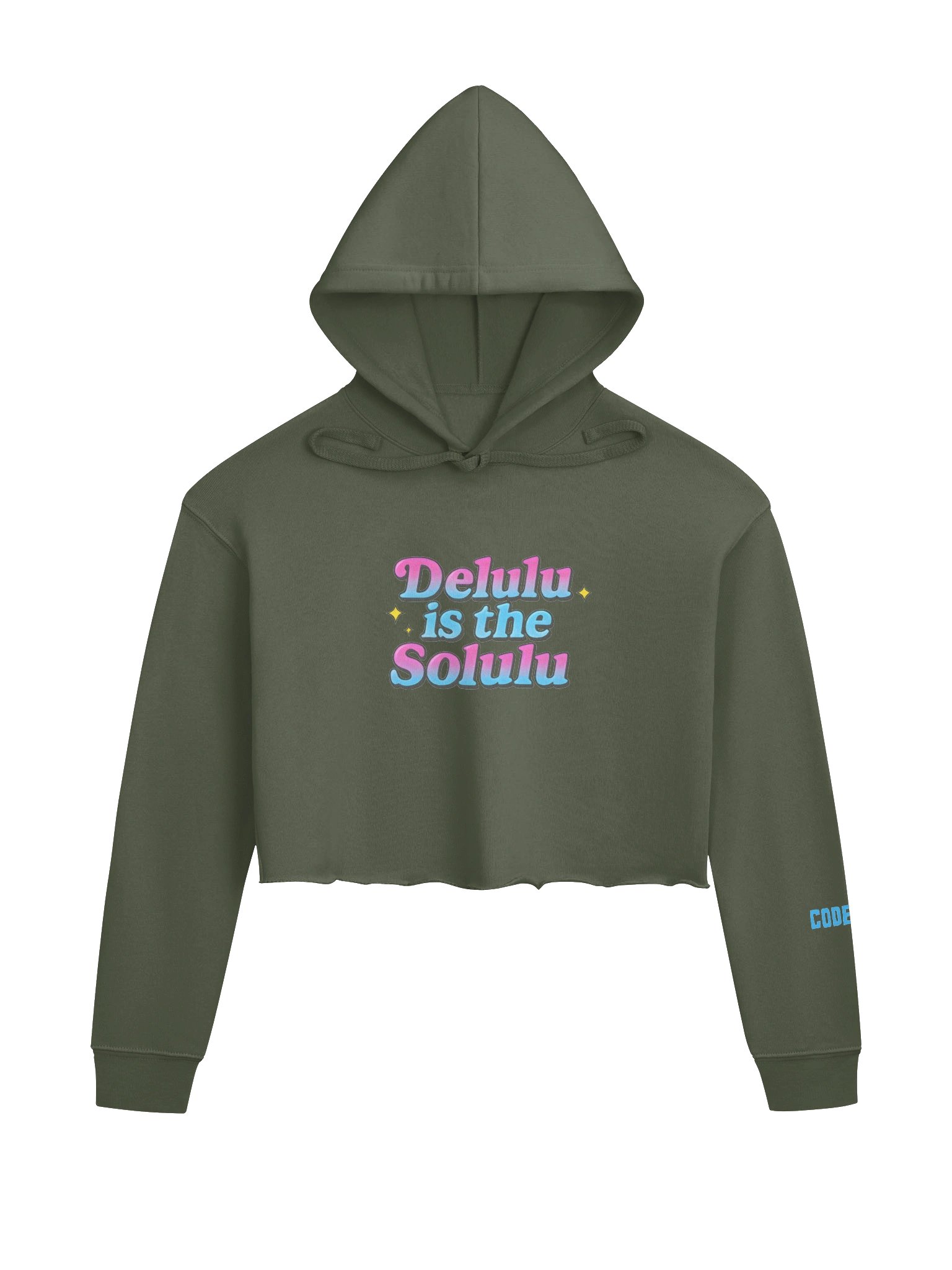 DELULU Blue Stylized Crop Hoodie product image (3)