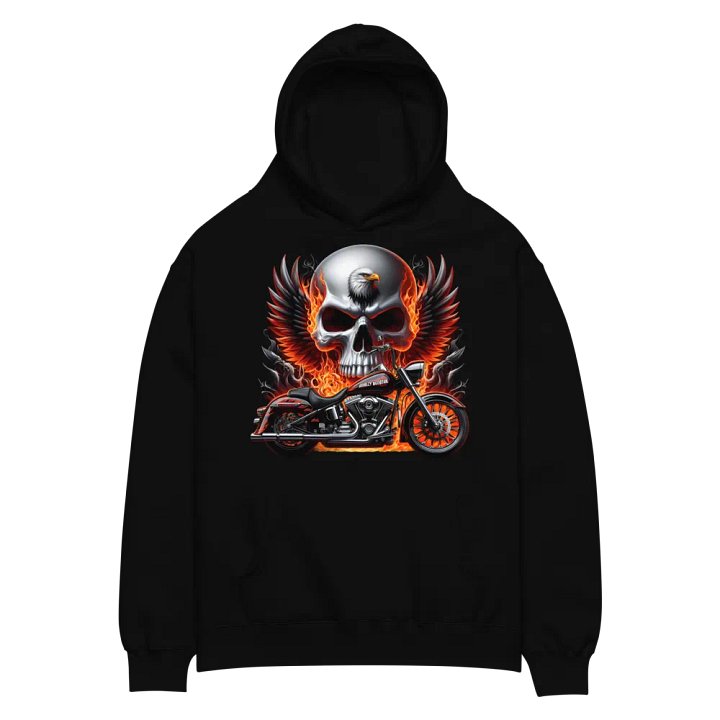 Eagle Skull Motorcycle Unisex Oversized Hoodie #6 product image (2)