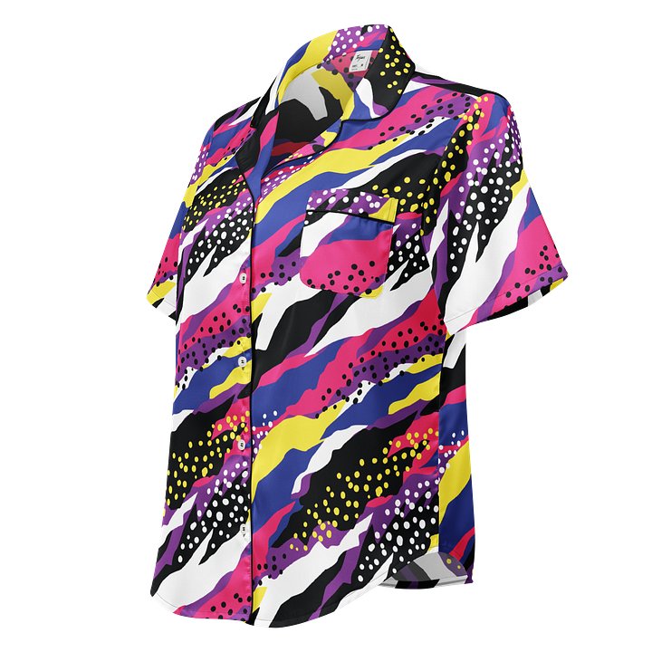 Retro 90s Cyber-Pop Waves | Vibrant All-Over Print Pajama Shirt product image (1)