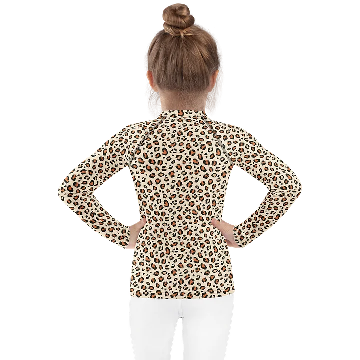 Bold Brown Leopard Skin Print Kids Rash Guard product image (2)