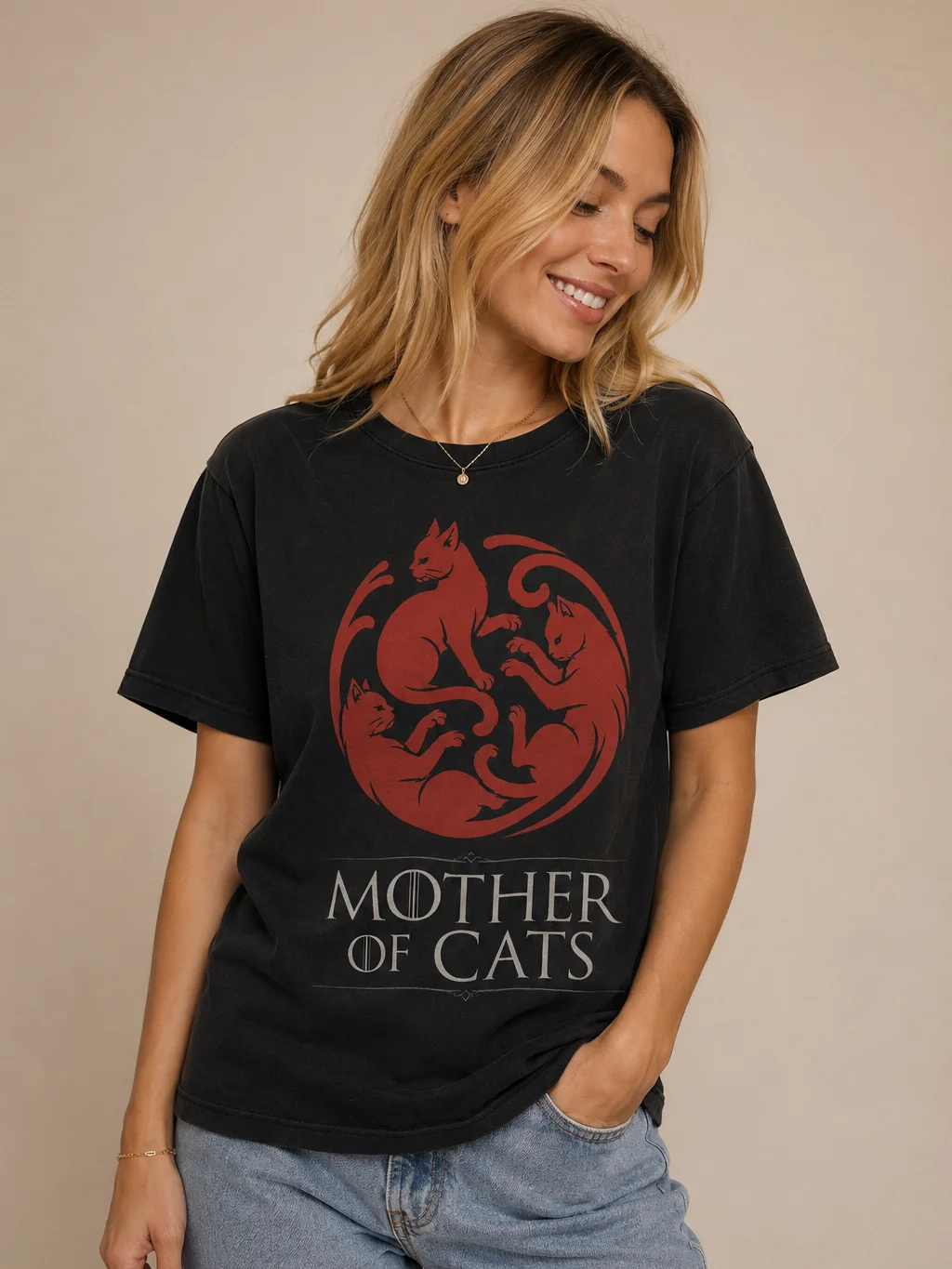 Mother of Cats T-Shirt – Dragon Cat Fantasy Tee for Cat Moms, Gothic Pet Lover Shirt, Funny Cat Lady Gift product image (1)