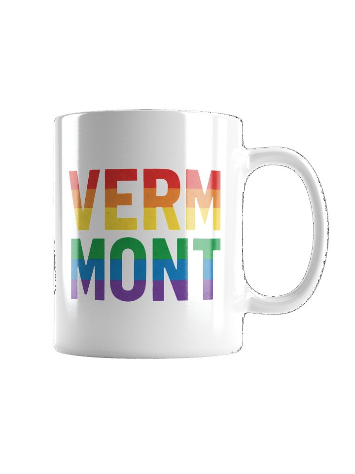 Vermont Pride Rainbow Text - LGBTQ+ State Pride Design for Equality and Love Mug product image (6)