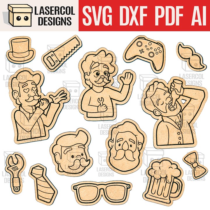 Father's Day Paint Kit DIY Cut Outs Set 1 - Laser Cut Files product image (1)
