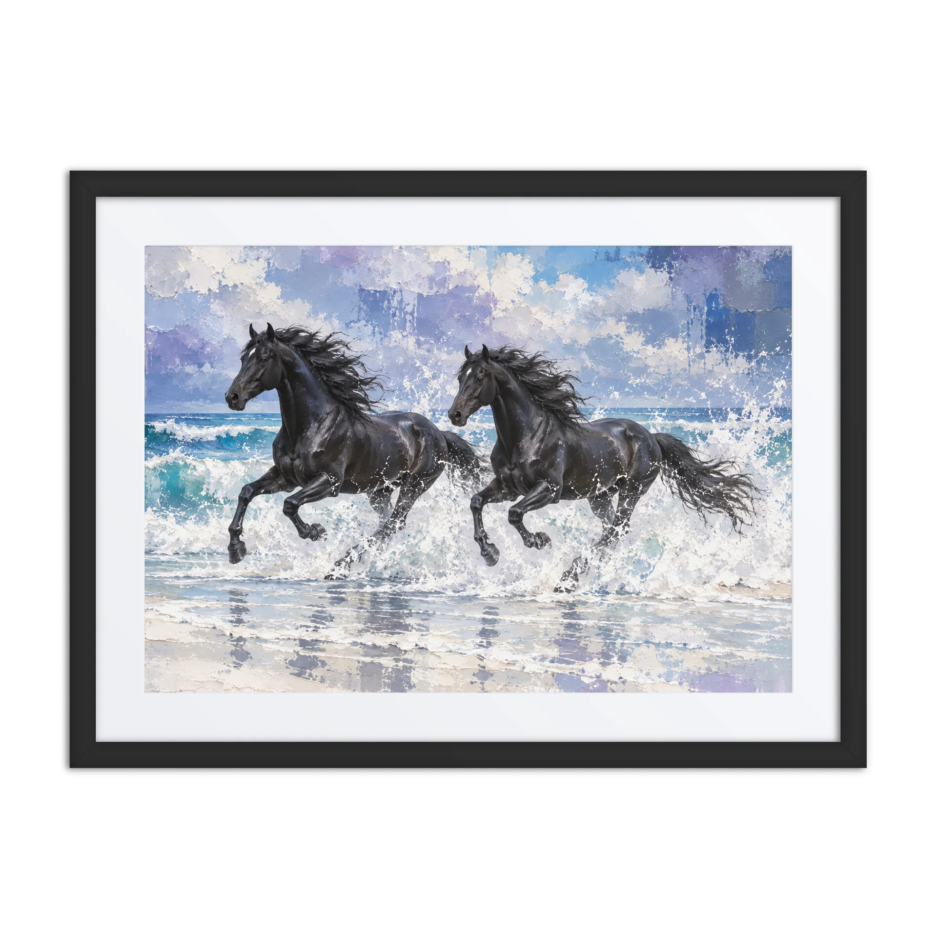 Tide Runners — Black Horses Framed Art Print product image (3)