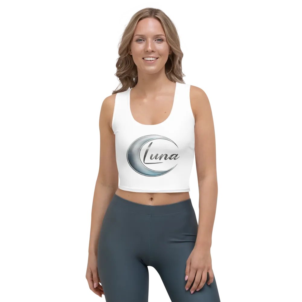 Luna Moon Crop Top - White, Body-Hugging Fit product image (1)