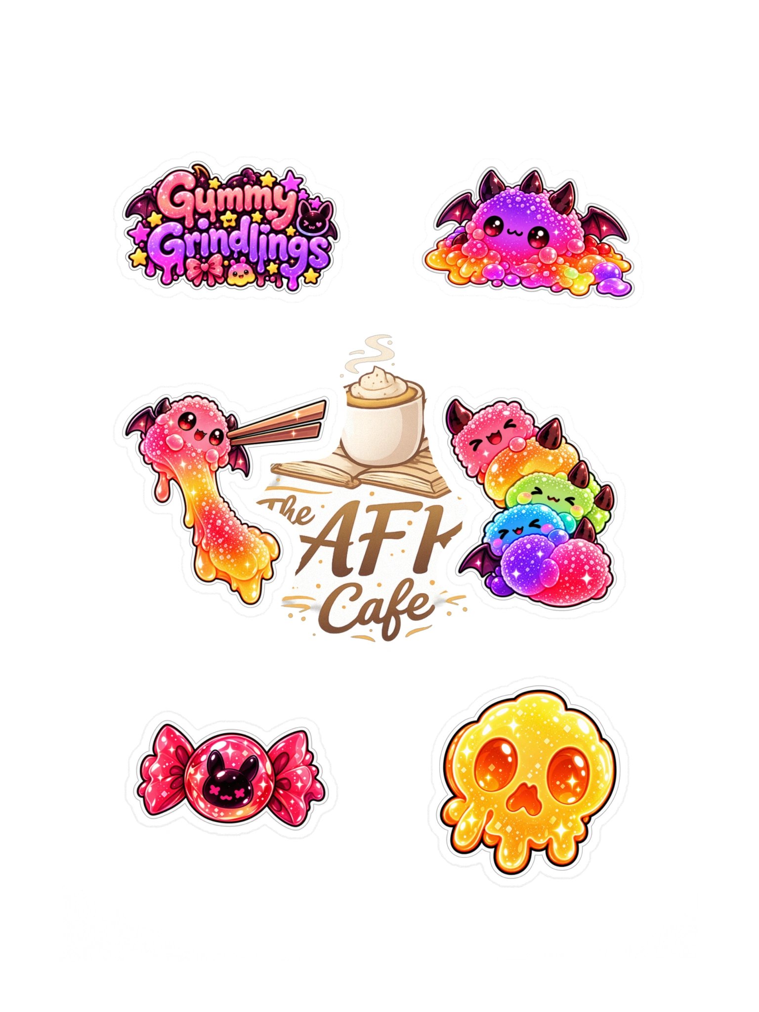 The AFK Cafe™ Gummi Grindlings | 6-Piece Sticker Pack Vol. 3 product image (3)