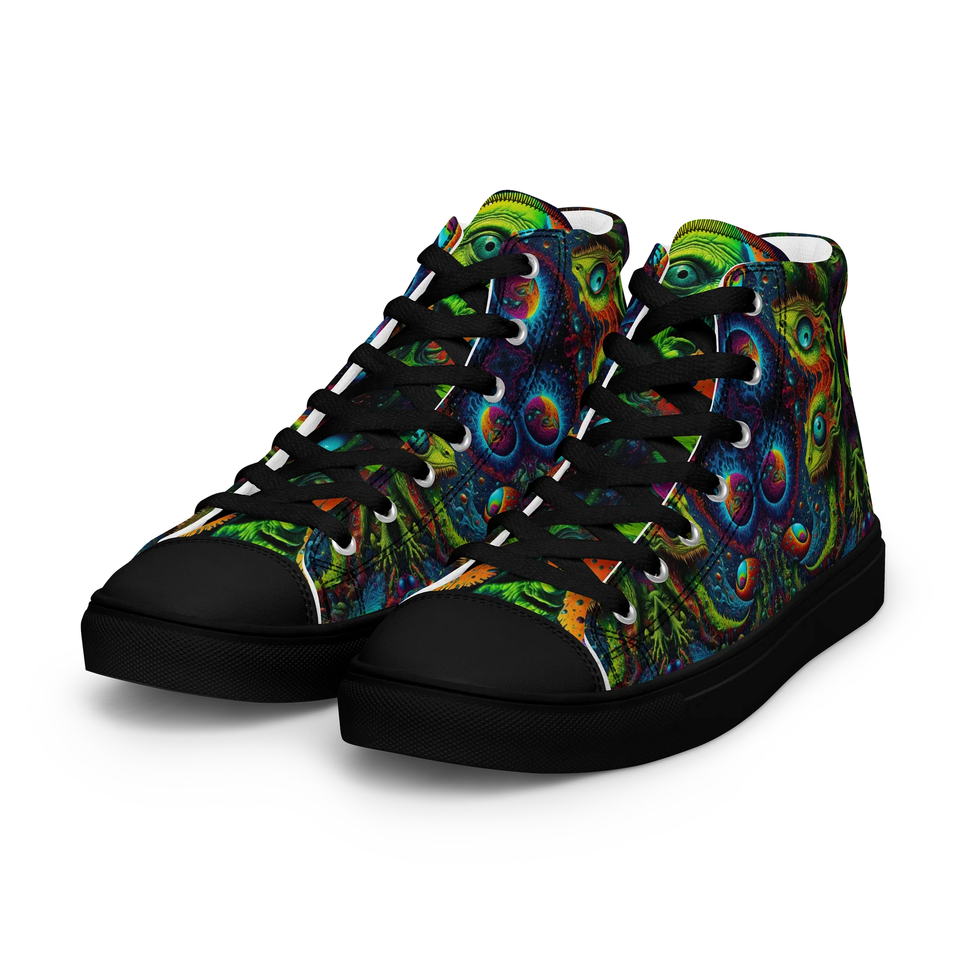 Men's Canvas High tops. House of Rahly-Cosmic Reptilian Design. product image (15)